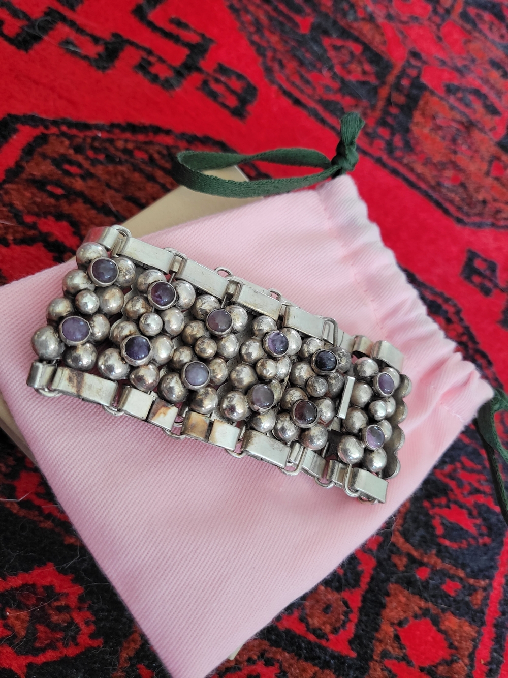 Sterling Silver Amethyst Accent Statement Bracelet - Purple - Picture 4 of 11